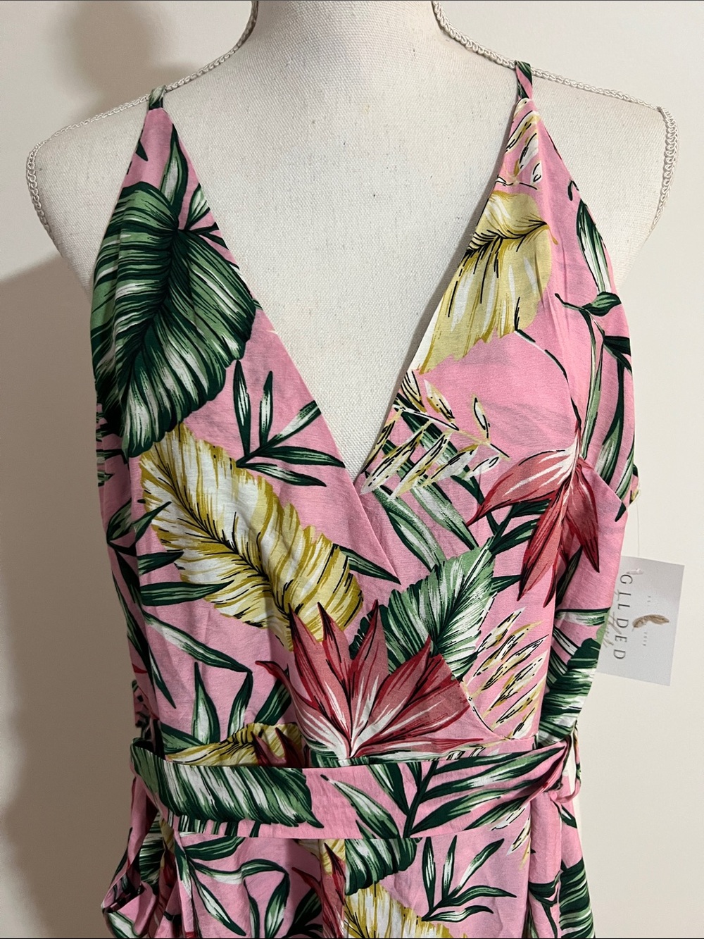 Tropical Zippered Jumpsuit - Picture 2 of 9